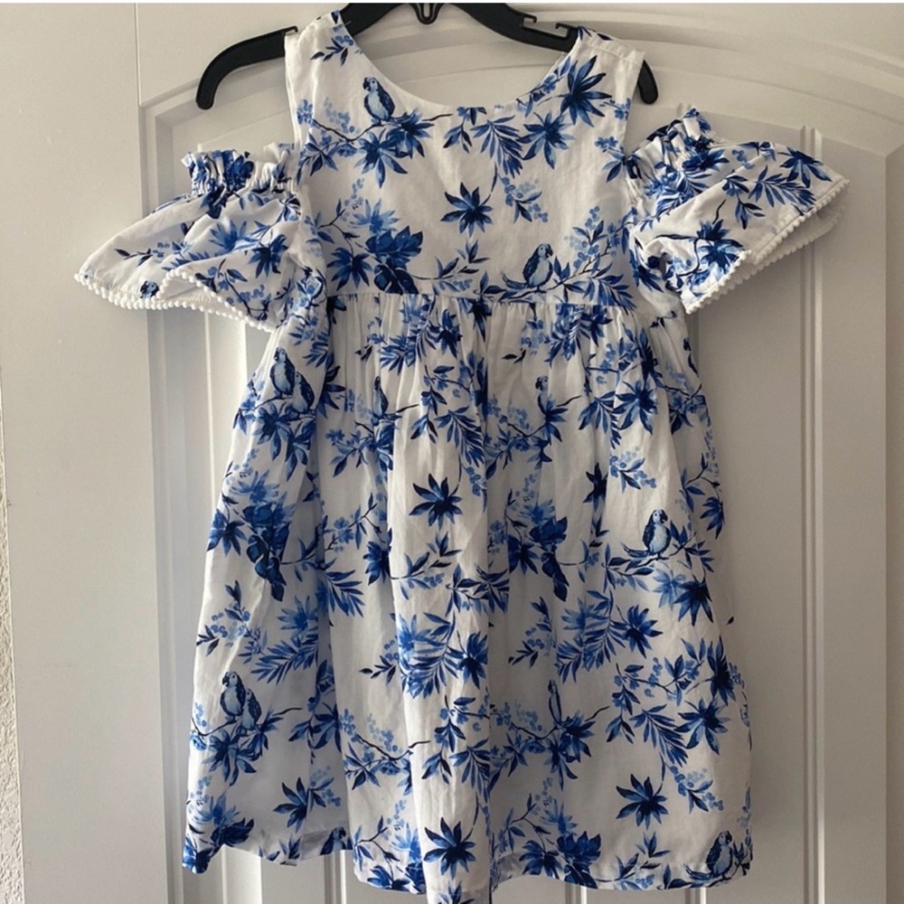 Janie & Jack tropical summer Blue and White Kids Dress size 6